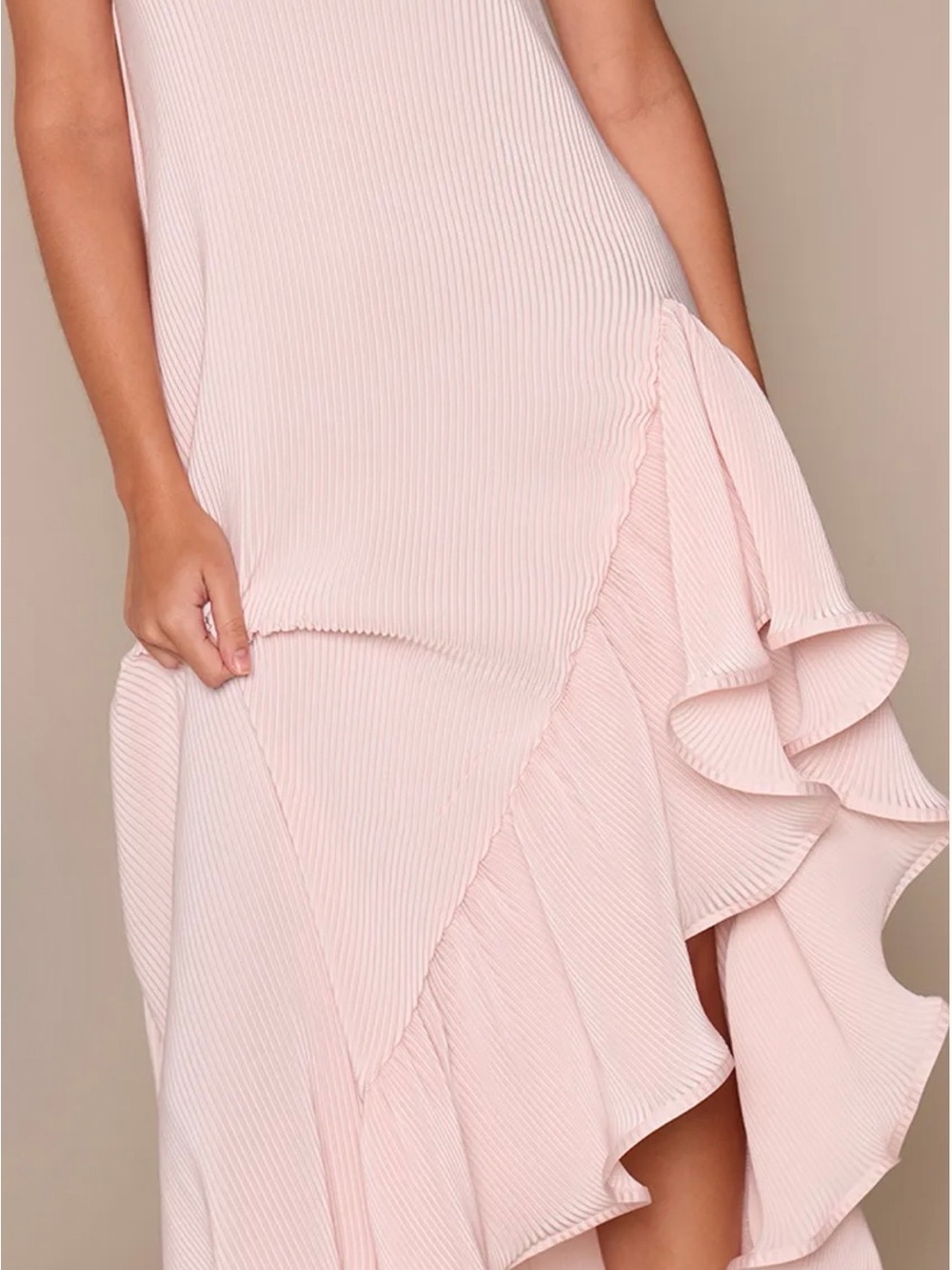 PrettyLittleThing Blush Pink Halter Ruffle Maxi Dress - Picture 3 of 8